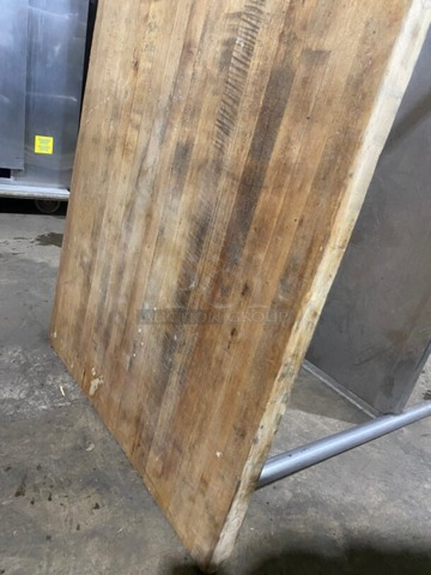 Commercial Butcher Block Table! With Storage Space Underneath! Stainless Steel Body! On Legs! - Image 4 of 4