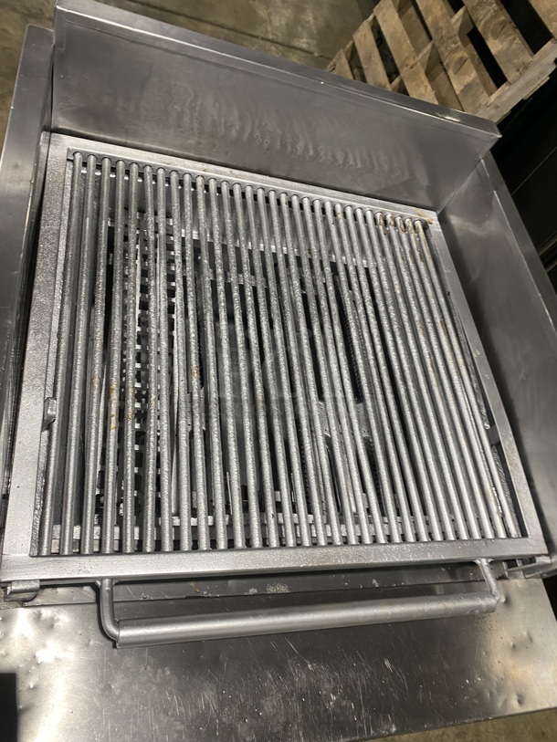 NICE! MagiKitch'N Commercial Natural Gas Powered Char Broiler Grill! With Back & Side Splashes! Model EMSM30 Serial 99015007! On Legs! - Image 5 of 8