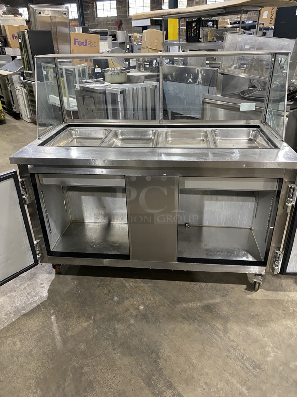 Nice! Leader Refrigerated Mega Top Sandwich Prep Table! With Sneeze Guard! With 2 Door Underneath Storage Space! Model ESLM60S/C! 115v 1ph!  On Casters! - Image 4 of 8