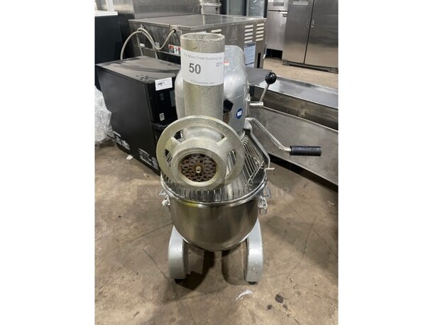 Thunderbird Commercial Countertop 20 Quart Mixer! With Bowl & Bowl Guard! With Meat Grinder Attachment! All Stainless Steel! Model ARM02N Serial 1133315! 115V 1Phase! - Image 1 of 8
