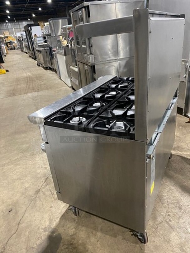 LATE MODEL! American Range Natural Gas Powered 8 Burner Stove! With 2 Oven Underneath! With Raised Back Splash And Salamander Shelf! All Stainless Steel! On Casters! WORKING WHEN REMOVED! Model: AR8 SN: 190712016 - Image 4 of 10