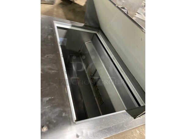 EQ Kitchen Line Commercial Refrigerated Sandwich Prep Table! With 2 Door Storage Space Underneath! Poly Coated Racks! All Stainless Steel! On Casters! Model: SCLM2-HC  115V - Image 8 of 9