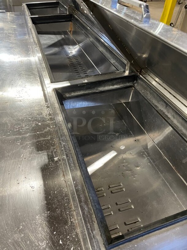 NICE! All Stainless Steel Commercial Refrigerated Pizza Prep Table! With 3 Door Refrigerated Storage Underneath! On Casters! 115V 1 Phase! - Image 6 of 12