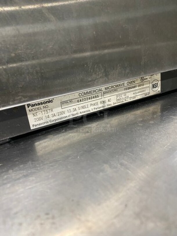 Panasonic Commercial Countertop Microwave Oven! With View Through Door! All Stainless Steel! Model: NE1757R SN: 6A22240495 208/230V 1 Phase - Image 6 of 8