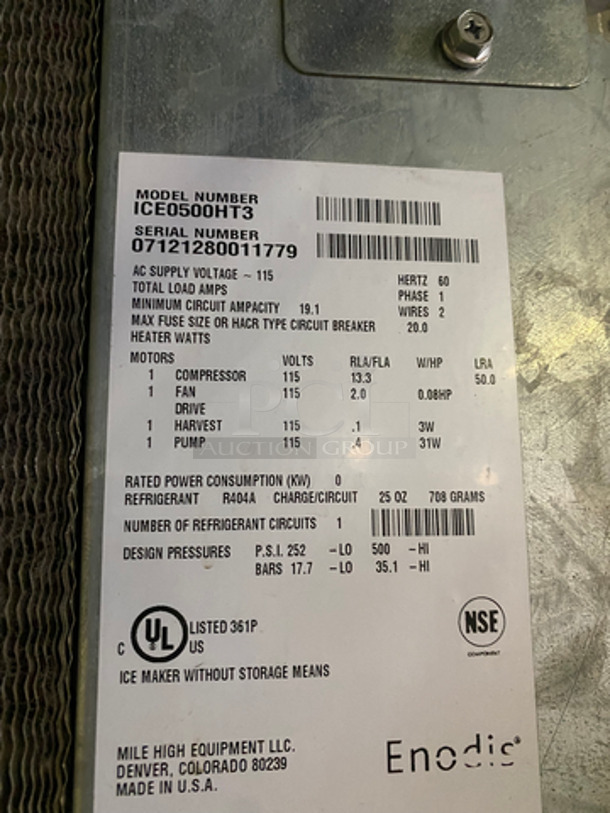 AMAZING FIND! Cornelius Commercial 8 Spout And Ice Dispenser Beverage System! With Ice-O-Matic Ice Making Machine Head! All On Stainless Steel Equipment Stand! With 2 Door Underneath Storage Space! All Stainless Steel! 2x Your Bid! Model: DF200BC 115V 60HZ 1 Phase, Model: ICE0500HT3 SN: 07121280011779 115V 60HZ 1 Phase - Image 9 of 10