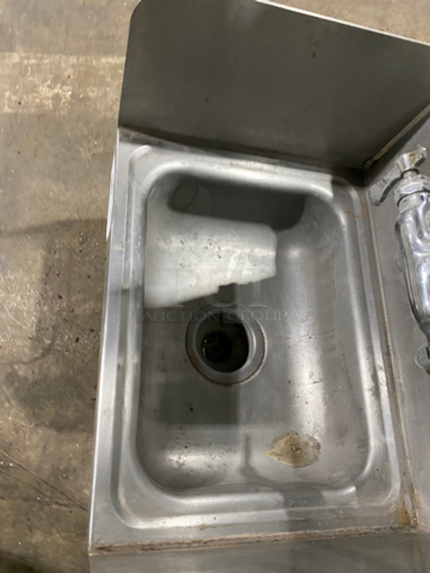 Commercial Stainless Steel Hand Sink! With Back And Side Splashes! With Faucet And Handles! - Image 4 of 7