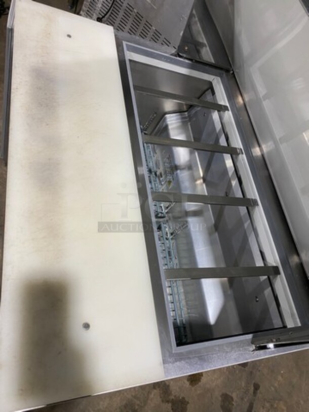 Motak Commercial Refrigerated Mega Top Sandwich Prep Table! With Commercial Cutting Board! With 2 Door Storage Space Underneath! All Stainless Steel! On Casters! Model: MST36X SN: 428747087 - Image 7 of 9