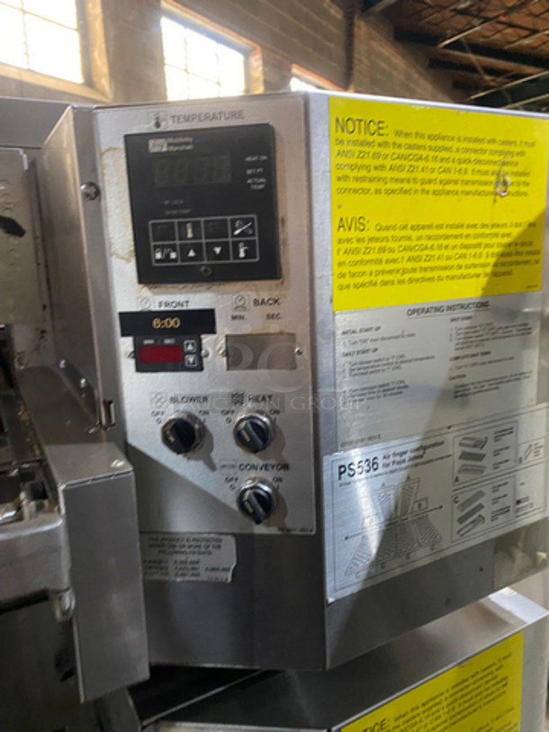 AMAZING! Middleby Marshall Electric Powered Double Conveyor Pizza Oven!  All Stainless Steel! On Casters! 2x Your Bid Makes One Unit! Model: PS536 SN: 571140808 240V 60HZ 3 Phase - Image 8 of 11