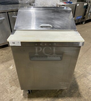 Stainless Steel One Door Commercial Sandwich/ Salad Prep Table Bain Marie On Commercial Casters! With Commercial Cutting Board!
