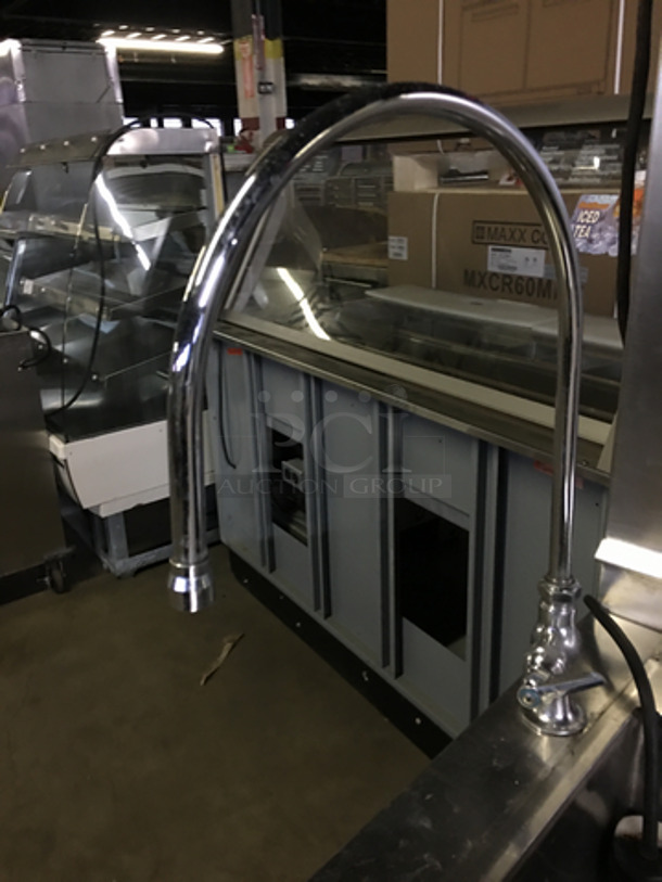 Hatco Single Bay Rinse Station! With Faucet And Handle! With Backsplash! All Stainless Steel! On Legs!  - Image 6 of 8
