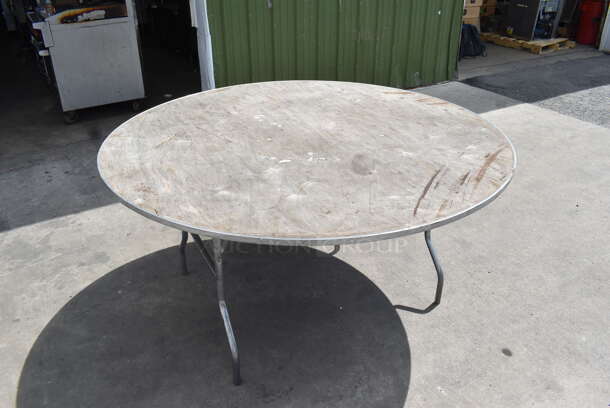 10 Wooden Round Banquet Folding Tables. 10 Times Your Bid!