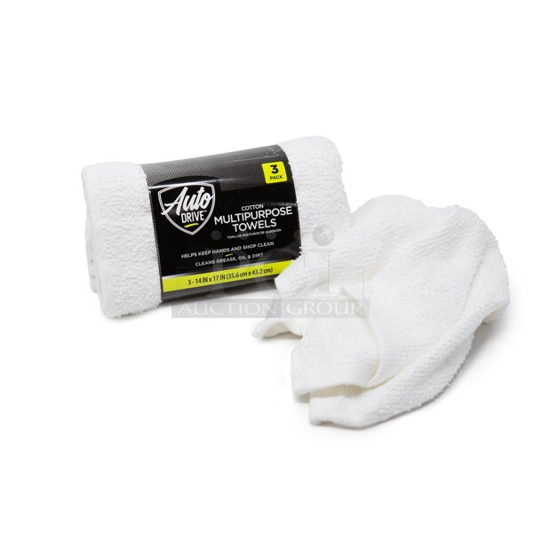 LOT OF 40 Auto Drive Car Wash Terry Towels, 3PK, 100% Cotton, 14