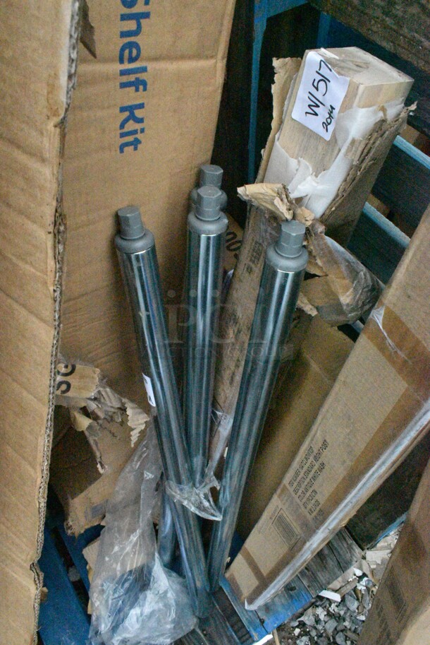 4 Boxes of 4 BRAND NEW SCRATCH AND DENT! Legs Including 3 Boxes of Lancaster Table & Seating 164TCLWDWT37 Antique White Wash Legs and 1 Metal Leg Set. May Be Missing Pieces. 4 Times Your Bid!  - Image 2 of 6