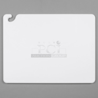 3 BRAND NEW SCRATCH AND DENT! San Jamar 511CB18243WH Cut-N-Carry® 24" x 18" x 3/4" White Cutting Board with Hook. 3 Times Your Bid!