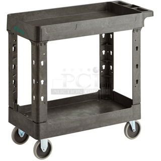 BRAND NEW SCRATCH AND DENT! Choice 475UCSM2BHCH Medium Black 2-Shelf Utility Cart - 34 1/2" x 16 1/2" x 32 1/2"