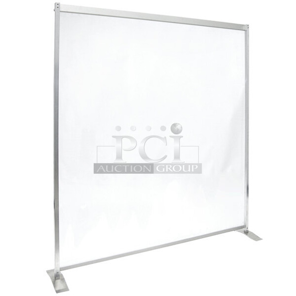 BRAND NEW SCRATCH AND DENT! American Metalcraft RPC72 72" x 72" Clear PVC Freestanding Partition - Image 1 of 2