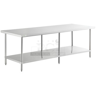 BRAND NEW SCRATCH AND DENT! Regency 600TS3696S 36" x 96" 16 Gauge Stainless Steel Commercial Work Table with Undershelf. May Be Missing Pieces.