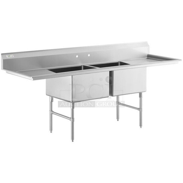 BRAND NEW SCRATCH AND DENT! Regency 600S1181818L 38 1/2" 16-Gauge Stainless Steel One Compartment Commercial Sink with Stainless Steel Legs and 1 Drainboard - 18" x 18" x 14" Bowl. No Legs.  - Image 1 of 6
