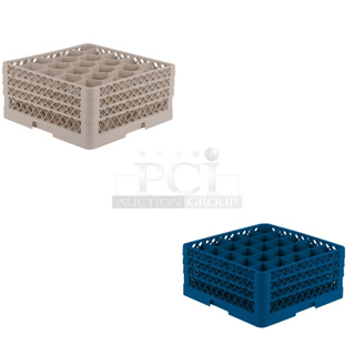 PALLET LOT of 14 BRAND NEW Boxes Including 3 Boxes of Vollrath TR6BBB Traex Full-Size 25-Compartment 7 7/8" Glass Rack and 11 Vollrath TR11GGG-02 Traex Rack Max Full-Size 20-Compartment 7 7/8" Glass Rack. 14 Times Your Bid! 