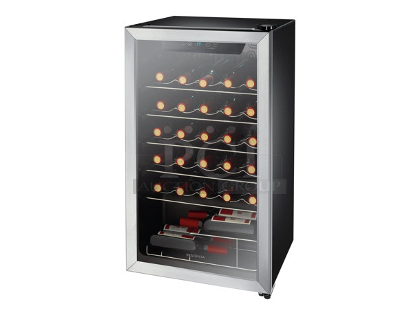 BRAND NEW SCRATCH AND DENT! Insignia NS-WC29SS9 Stainless Steel 29 Bottle Wine Cooler Merchandiser. 115 Volts, 1 Phase. Tested and Working! - Image 1 of 8
