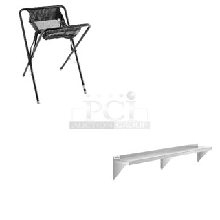 3 BRAND NEW SCRATCH AND DENT! Items Including Koala Kare KB115-02 Black Assembled Infant Seat Kradle, Regency Regency 600WS1072 10" x 72" 18 Gauge Stainless Steel Solid Wall Shelf, Conveyor Box. 3 Times Your Bid! May Be Missing Pieces. 