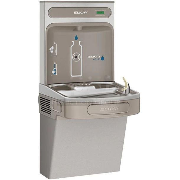 BRAND NEW SCRATCH AND DENT! Zurn Elkay EZSDWSLK ezH20 Light Gray Hands-Free Non-Filtered Bottle Filling Station with Drinking Fountain - Non-Refrigerated - Image 1 of 4