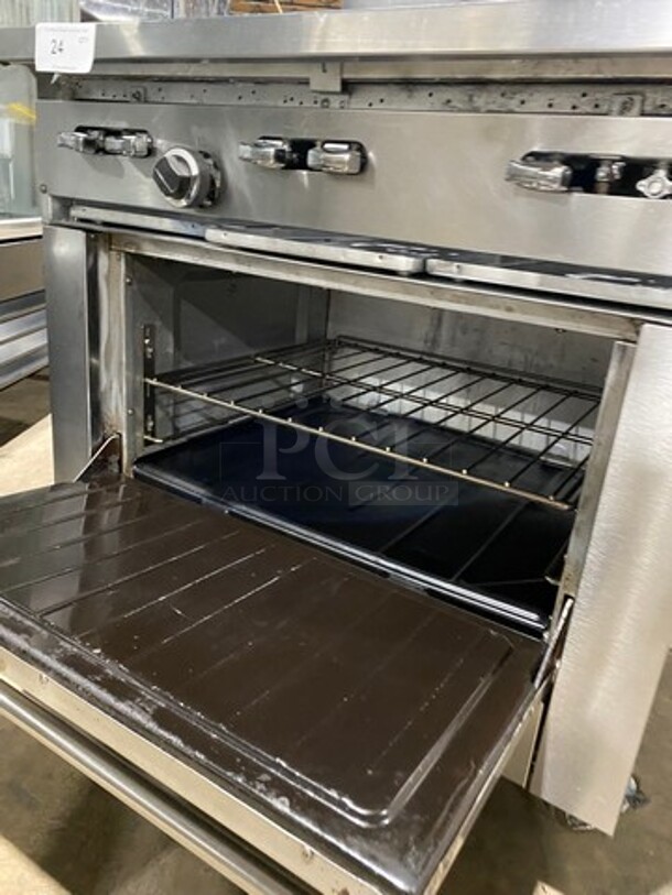 Sunfire Commercial Natural Gas Powered 6 Burner Stove! With Raised Back Splash And Salamander Shelf! With Oven Underneath! All Stainless Steel! On Casters! - Image 7 of 9