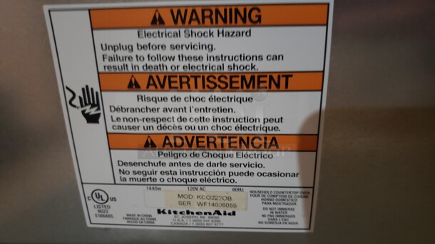 Kitchen Aid Toaster Oven Not tested (Location 1) - Image 2 of 2