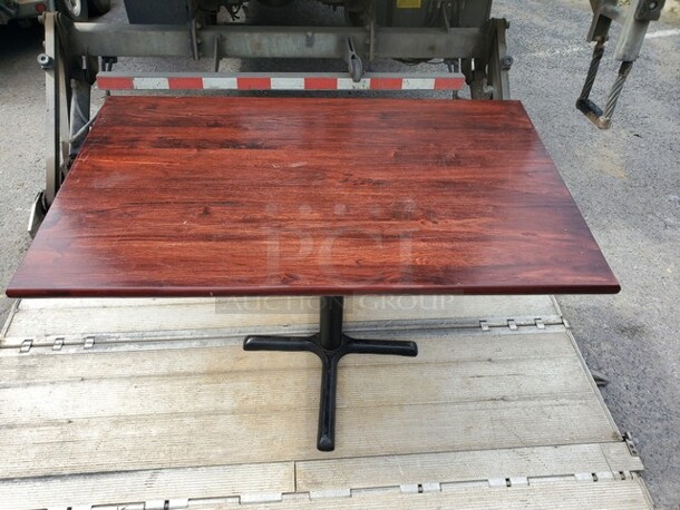 48" Rectangular Standard Height Wood Table with Iron Cross Base BIDX4  - Image 2 of 4
