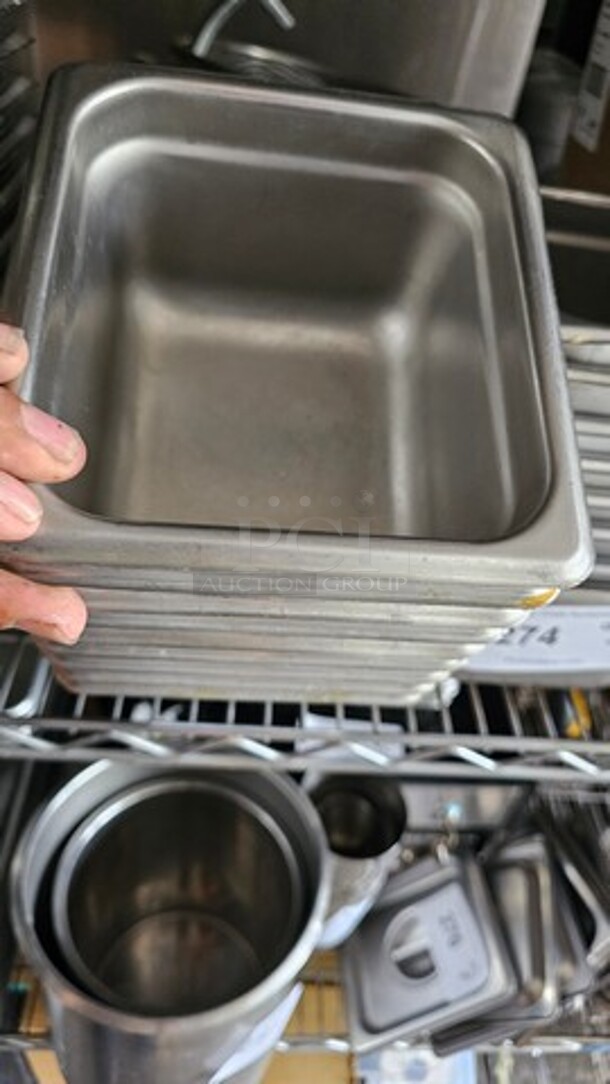Lot of 9 Stainless Steel Square Food Pans *without lids* - Image 1 of 2