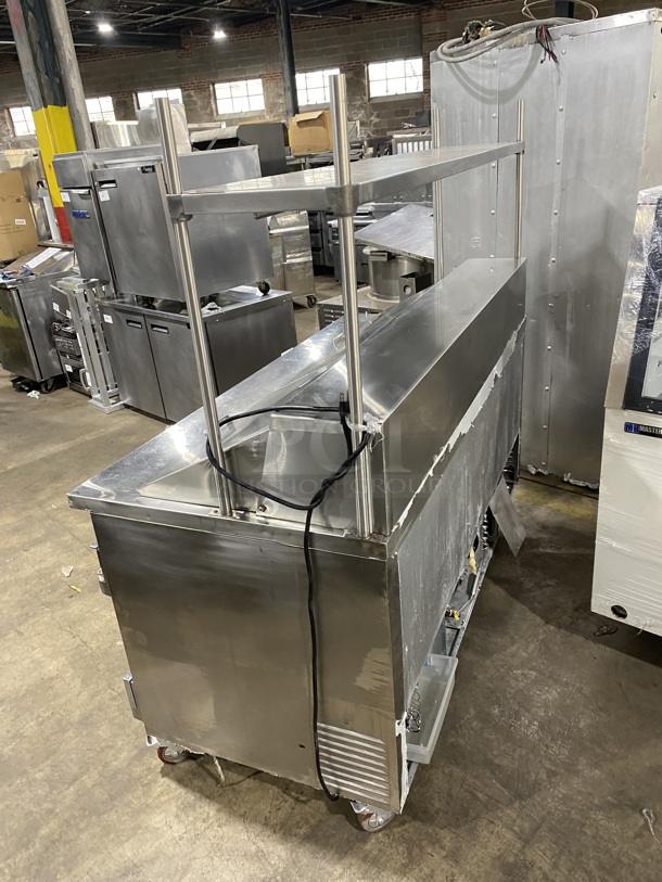 NICE! LEADER All Stainless Steel 3 Door Sandwich/Salad Prep Table Refrigerator! W/ Stainless Steel Top Shelf And Poly Coated Racks!  Shelf!  On Casters!  Model ESLM72S/C Serial NQ11M0903N 115V/60Hz/ - Image 3 of 10