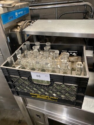 ALL ONE MONEY! Decorative Clear Glass Liquor Bottles! Includes Black Poly Crate!