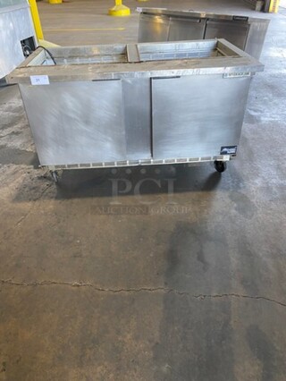 Beverage Air Commercial Refrigerated Sandwich Prep Table! With 2 Door Underneath Storage Space! All Stainless Steel! On Casters! Model: SPE6024M SN: 8911336 115V 60HZ 1 Phase