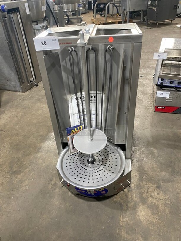 BRAND NEW! NEVER USED! Autogyros Commercial Countertop Electric Powered Vertical Broiler Gyro Machine! All Stainless Steel! Model: 4LE SN: 5530 208V 60HZ 1 Phase