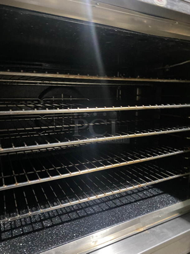 RARE FIND! Blodgett MARK V Commercial Double Deck Electric Powered Convection Oven! With View Through Doors! With Metal Oven Racks! Stainless Steel! On Legs! 2x Your Bid Makes One Unit! Model: Mark V 3 Phase - Image 6 of 9