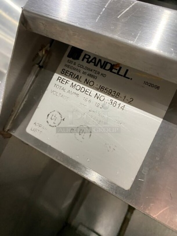 Randell Commercial Electric Powered 4 Well Steam Table! With Sneeze Guard! With Storage Space Underneath! All Stainless Steel! On Casters! Model: 3614 SN: J6593812 208/240V - Image 9 of 10