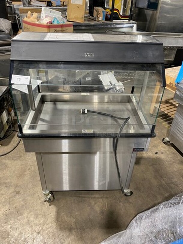 WOW! Royston Commercial Electric Powered Heated Food Display Case Merchandiser! With Sneeze Guard! All Stainless Steel! On Casters! Model: HIMHH1SS362555 SN: 02000072ROY 120V 60HZ 1 Phase