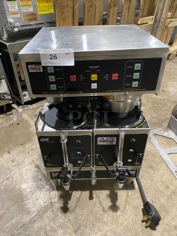 Curtis Commercial Countertop Dual Coffee Brewing Machine! With Hot Water Dispenser! With Satellite Coffee Server! All Stainless Steel Body! On Small Legs! Model: SCGEM612ILD10 SN: 10537888 220V 60HZ 1 Phase - Image 1 of 8