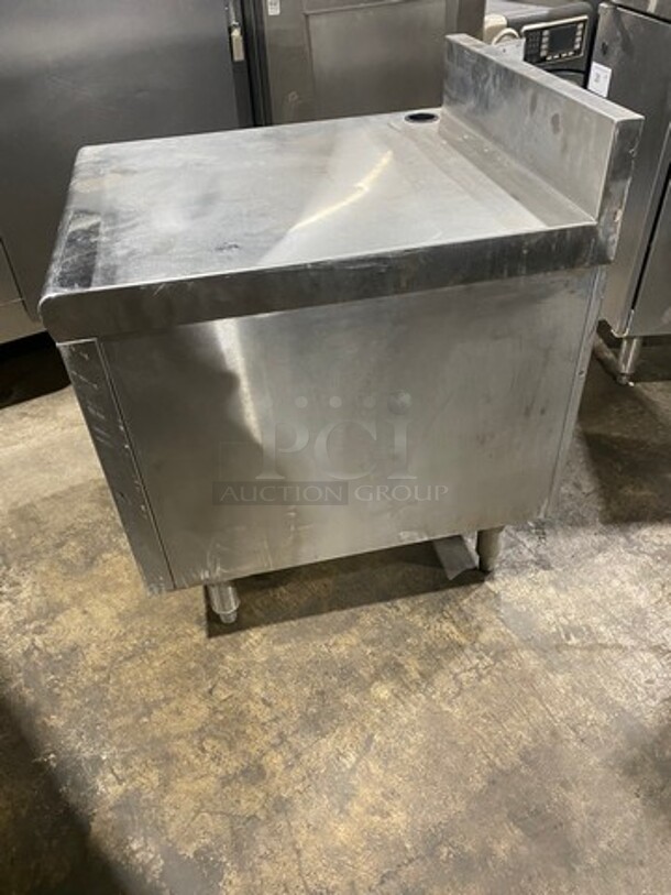 Custom Made Commercial Equipment Cabinet Stand! With Back Splash! With Single Door Storage Space Underneath! All Stainless Steel! On Legs! - Image 2 of 6
