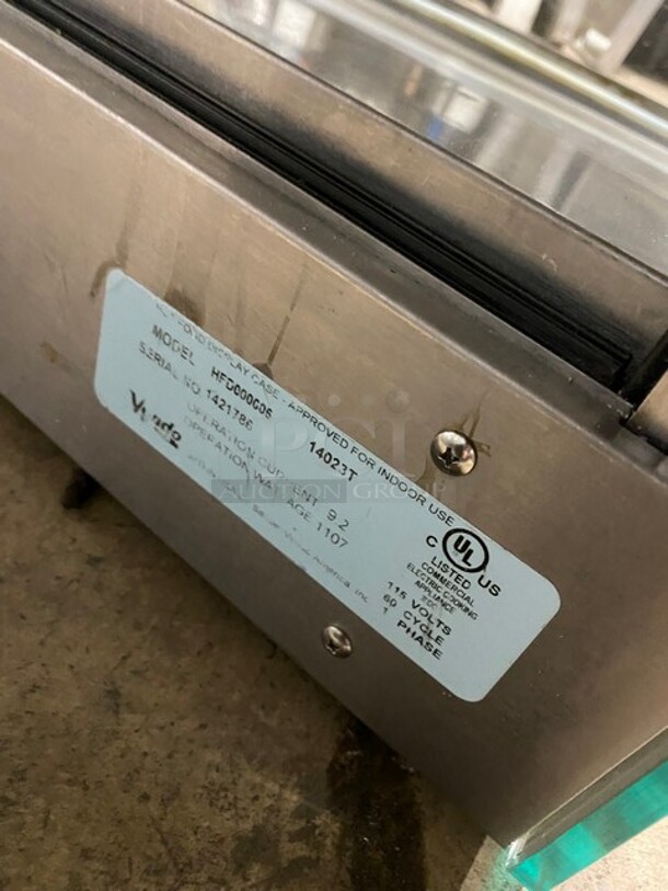 Vendo Commercial Countertop Food Warming Display Case! All Stainless Steel! With Rear Sliding Door Access! 115V 1 Phase! Model: HFD000006 SN: 1421786! Working When Removed!
 - Image 6 of 8