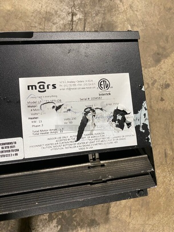 Mars Ceiling Mount Heated Air Curtain! WORKING WHEN REMOVED! 230V 60HZ 3 Phase - Image 5 of 6