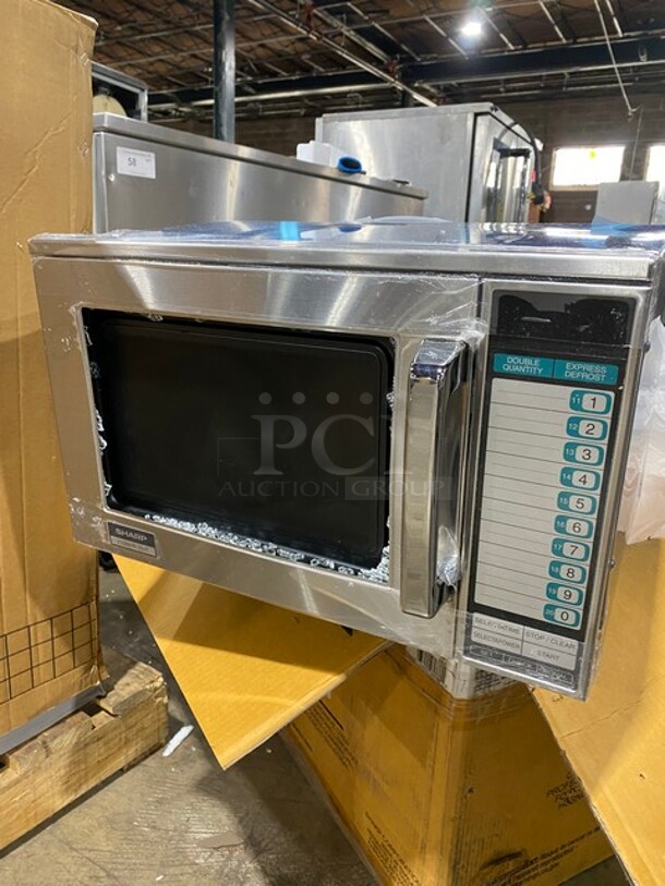 New Scratch And Dent Sharp All Stainless Steel Commercial Countertop Microwave! MODEL R25JT 208/230V  1PH - Image 2 of 9