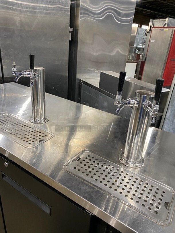NICE! Avantco Commercial Refrigerated Dual Tower Kegerator! With Towers! With 3 Door Storage Space Underneath! Poly Coated Racks! Model: 178UDD378 SN:6436334321083606 115V - Image 8 of 10