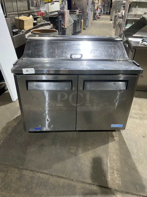Turbo Air Commercial Refrigerated Sandwich Prep Table! With 2 Door Storage Space Underneath! With Poly Coated Racks! All Stainless Steel! On Casters! Model: MST-48 115V 60HZ 1 Phase