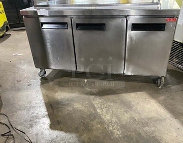 L & J Commercial 3 Door Lowboy/Worktop Cooler! All Stainless Steel! On Casters! Model: JUC72F - Image 1 of 8