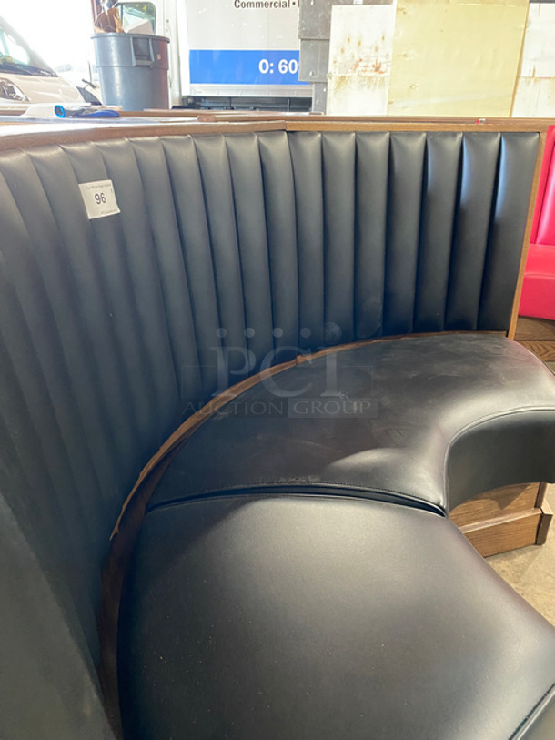 NEW! Single Sided Curved Black Cushioned Booth Seat! With Wooden Outline! Perfect For In The Corner Placement! Can Be Connected With Any Of The Booths Listed! - Image 6 of 6