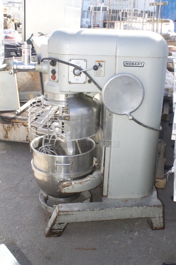 Hobart H-600T 60 Quart Mixer With Bowl, Dolly, Hook, Whip, Paddle and Grinder Attachment. Tested In Proper Working Order.  - Image 4 of 9