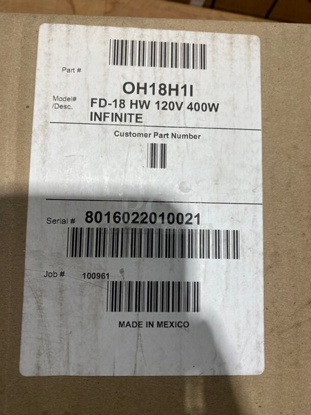 WOW! NEW IN BOX! APW Wyott High Wattage Calrod Strip Food Warmer With Toggle Control! MODEL FD18H SN:8016022010021 120V 1PH! Working! - Image 2 of 9