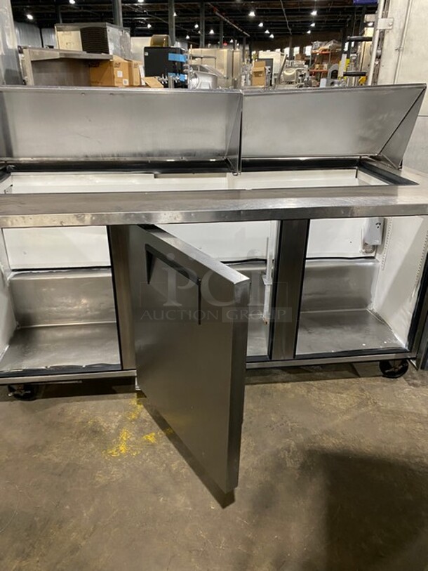 True All Stainless Steel Commercial 72 Inch Mega Top Sandwich Prep Table! Model QA7230MB Serial 13456552! 115V 1 Phase! On Commercial Casters! - Image 5 of 9