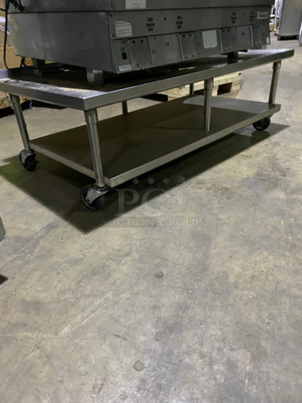 MUST HAVE! Garland Commercial Countertop Natural Gas Powered Heavy Duty Plancha Flat Grill! With Back And Side Splashes! On Heavy-Duty Stainless-Steel Equipment Stand! With Underneath Storage Space! On Casters! - Image 7 of 9